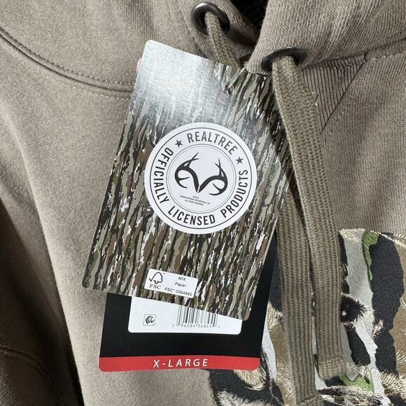 Realtree Hoodie NEW Mens Sz XL Pullover Hunting Outdoor Taupe Hunting Dog - Picture 9 of 11